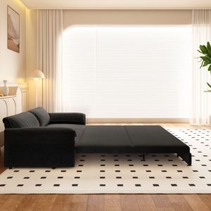 Divano Letto Convertibile Queen Size da 66 Pollici con Letto Estraibile 3 in 1 Multifunzionale in Velluto con Vano Portaoggetti Laterale per Soggiorno - Product Image 6
