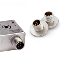 Capteur de mesure circulaire hermétique en verre fritté avec bride en acier inoxydable à 4 ou 5 broches, connecteur M12