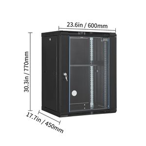 Armadio di Rete a Parete 15U con Carico Massimo di 227 kg, Vetro Temperato con Chiusura di Sicurezza, Rack Server Dati 4U - Product Image 5