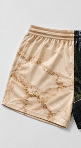 Shorts imprimés écologiques pour hommes, logo frontal, motif marbré et forestier, tissu en toile à séchage rapide, taille à cordon de serrage, style décontracté - Product Image 6