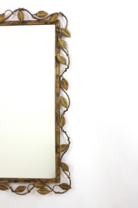 Framed Brass Mirror With <b>Leaf</b> Vine Design Bohemian <b>Wall</b> <b>Decor</b> Metal Frame Decorative - Product Image 2