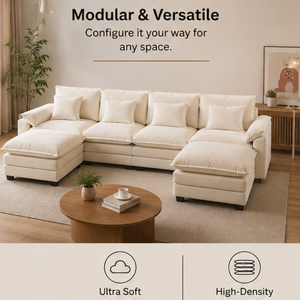 120-Inch Modular Sectional <b>Sofa</b> <b>Bed</b>, U-Shaped Convertible <b>Sofa</b> with Chenille Fabric, Deep Seat, Sponge Cushion & PU Frame Home - Product Image 4