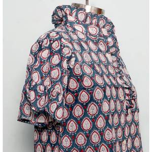 Tunique de plage pour femme, style moderne vintage, imprimé floral, col rond, boutonnée, manches courtes bouffantes, coupe évasée, décontractée, modeste, lavable - Product Image 4