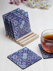 Enamel Print Tea Cup Mats Pads Modern Luxury <b>Square</b> Eco-Friendly Household Dinnerware Indian Homemade Wood Printed Serving - Product Image 2