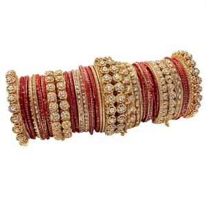 Stylish Gold Plated Crystal Stone <b>Bangles</b> <b>Set</b> Shimmering Crystal Work for Ethnic Wear 10575602MR_2.6 - Product Image 2