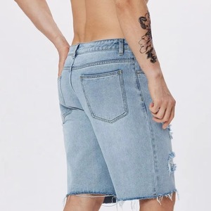 Shorts en jean décontractés pour hommes, 100 % coton, respirants, écologiques, avec cordon de serrage, pour l'été, vente en gros OEM, prix abordable - Product Image 3