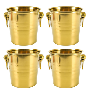 Cubo de Hielo de Acero Inoxidable Dorado con Doble Asa, Enfriador de Champán, Vino y Cerveza, Recipiente Metálico para Bebidas para Bar, Fiestas - Product Image 1