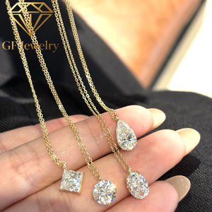 Collier pendentif en or jaune 18 carats avec diamant de laboratoire, taille marquise, poire, ovale, princesse, ronde, solitaire, chaîne délicate, cadeau de la Saint-Valentin - Product Image 6