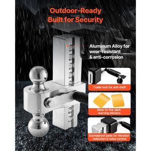 Enganche de remolque ajustable de 8 pulgadas con soporte de bola triple y receptor de enganche para bolas de remolque de 1-7/8'', 2'' y 2-5/16'' - Product Image 5