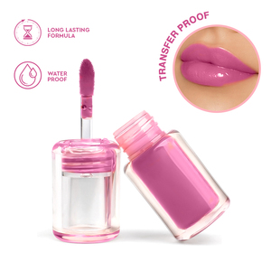 Gloss liquide teinté effet mouillé Plum Pop, finition naturelle, maquillage direct usine, sans ingrédients chimiques nocifs - Product Image 1