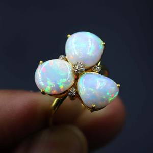 แหวนเงินแท้ 925 ชุบทอง ประดับโอปอลเอธิโอเปียธรรมชาติหลากสี และเพชร แหวนพลอย ของขวัญสำหรับผู้หญิง - Product Image 6