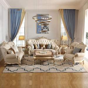 Sofá Seccional en Forma de L de Madera Tallada Clásica de Lujo en Oferta, Muebles Elegantes de Estilo Europeo para Sala de Estar, Estilo Mandarín Oriental - Product Image 1