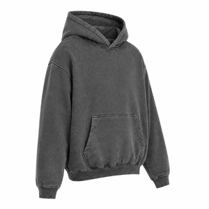 Sweat-shirt à capuche pour homme, coupe classique, couleur unie, en molleton de coton écologique, décontracté, avec poche avant, 300g, pour l'automne - Product Image 3