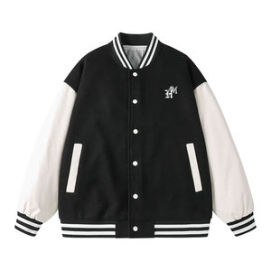 Pakistan Manufactured Modern Style Unisex Varsity Jacket Stand Front Customized Design <b>Fleece</b> Fabric Comfortable for Winter - Product Image 1