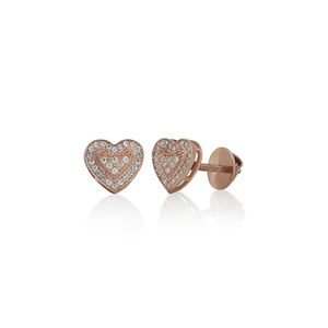 Boucles d'oreilles clous solitaires en or rose avec diamant taillé, bijoux de luxe pour femme, plaqué rhodium, cadeau léger pour mariage, anniversaire ou fête - Product Image 1