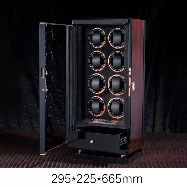 Large Brand Watch Storage Wooden Automatic Motor Winder Display Shaker 8 Slot Adjustable Light Rolling Speed Recycled Materials