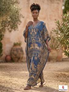 Women Printed <b>Kaftan</b> Dress Loose Fit Beach Wear Lightweight Fabric <b>Summer</b> Island Vacation Style Bulk Supply - Product Image 3