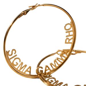 Pendientes de Aro Dorados Sigma Gamma Rho, Joyería de la Hermandad Griega, Pendientes Elegantes y Ligeros, Accesorio para Mujer - Product Image 4