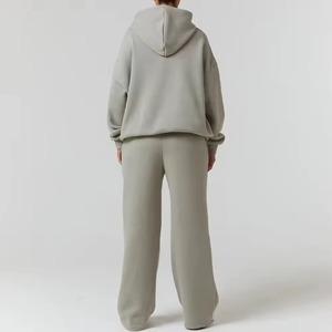 Conjunto Deportivo de 2 Piezas para Mujer, Sudadera con Capucha y Pantalones Jogger, Color Sólido, Felpa, Ropa Casual, Largo Completo - Product Image 3