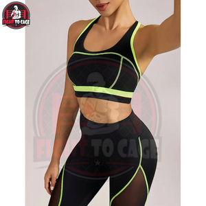 High-Waisted Leggings With Side Stripes, Green & Black Running <b>Bra</b> Stretchy & Breathable Activewear For Fitness, Fashion Wear - Product Image 6
