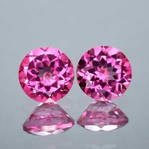 Pierre précieuse naturelle de topaze rose, paire de pierres rondes, qualité excellente, rare, certifiée par un tiers, pour la fabrication de bijoux, bague, pendentif - Product Image 6