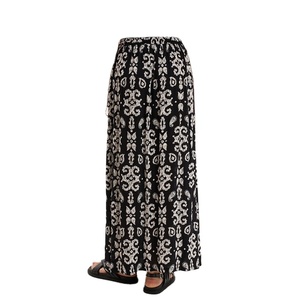 Jupe longue fluide taille haute en crêpe pour femme, avec cordon de serrage à l'avant, 100 % viscose, élégante, style décontracté d'été - Product Image 3