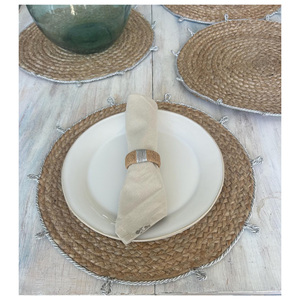 American Style Vintage Jute Placemat Woven Mesh <b>Small</b> Hollow-out Hemp Rope Decoration Reusable Jute Placemat Curry Color - Product Image 2