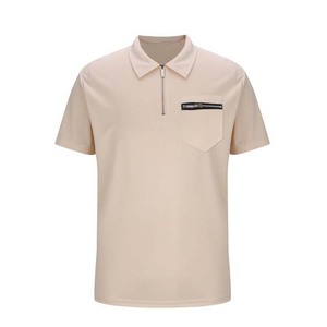 เสื้อโปโลแขนสั้นผู้ชาย คอซิป มีกระเป๋าหน้าอก สไตล์ลำลองแบบถัก - Product Image 1