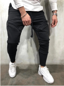 Men’s Fashion Jogger Pants Slim Fit Casual <b>Trousers</b> 100% Cotton Zipper Pocket Street Style <b>Drawstring</b> Waist Eco Friendly - Product Image 2