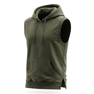 Sweat-shirt à capuche sans manches pour homme, en polaire écologique, coupe décontractée, avec poche, longueur normale, pour l'hiver - Product Image 4