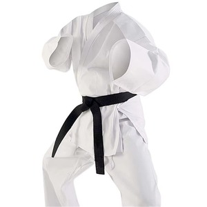 Uniforme de Taekwondo Unisex Blanco con Cinturón Negro, Elástico, Transpirable, de Algodón, para Artes Marciales, para Adultos, Corte Regular - Product Image 1