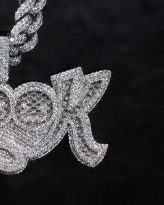 Custom S925 Two-Tone <b>Initial</b> Letter Name Pendant Hip Hop Style Baguette Cut for Certified Rhodium <b>Silver</b> Plated VVS D Moissanite - Product Image 2