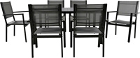 Ensemble de table à manger d'extérieur en aluminium avec 6 chaises imperméables pour jardin, patio, balcon, terrasse ou arrière-cour pour hôtels