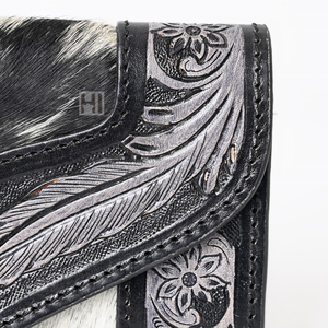 Handmade Cowhide Leather <b>Trifold</b> <b>Wallet</b> for Women Vintage RFID Blocking Magnet Flap Bohemian Floral Winter Clutch <b>Wallet</b> - Product Image 2