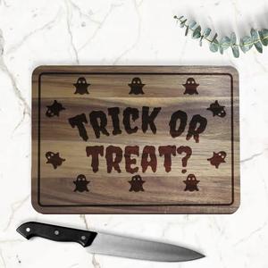 Personalized Halloween Wooden Tray Trick Or Treat Engraved Rectangle Serving <b>Platter</b> With Name And Pumpkin Design custom boo - Product Image 3