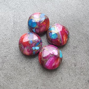 Turquesa Natural Rosa de Ostra Espinosa, Cabujón Redondo, Gema Calibrada, Piedra Suelta, Todos los Tamaños Disponibles - Product Image 1