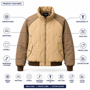 Custom <b>Womens</b> Quilted <b>Bomber</b> <b>Jacket</b> <b>Lightweight</b> Padded Winter Outerwear OEM ODM Private Label Wholesale Manufacturer - Product Image 3
