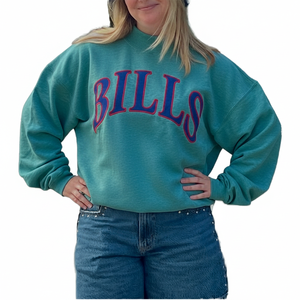 Sudadera Oversize de Cuello Redondo para Mujer, Gris, con Estampado de Letras 'Bills', Hombros Caídos, Manga Larga, Tejido de Algodón, para Otoño, en Oferta - Product Image 5