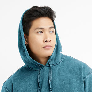 Sweat-shirts à capuche épais délavés, imprimés sur mesure, effet soleil, épaules tombantes, délavés à l'acide, OEM, sweats à capuche épais vierges de style français - Product Image 4