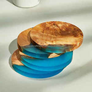 Posavasos de resina epoxi de madera de Acacia cuadrado recién llegado suministro directo de fábrica personalizado diseño único para el hogar, fiesta - Product Image 1