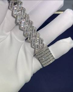 <b>Mens</b> Iced Out Baguette Cut Cuban Link Diamond Bracelet VVS Lab Grown Diamond Moissanite Round Brilliant Cut - Product Image 3