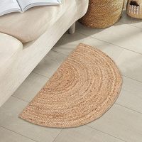 Tapis demi-cercle en jute de style moderne, écologiques, fabriqués à la machine, à motif floral, résistants aux taches et antidérapants pour salon