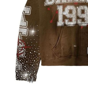 Sudadera con Capucha Personalizada con Estampado de Diamantes de Imitación para Hombre, Talla Grande, Informal, Color Marrón, Diseño Sublimado, Bolsillo Frontal, Sudadera con Capucha de Alta Calidad para Hombre - Product Image 3