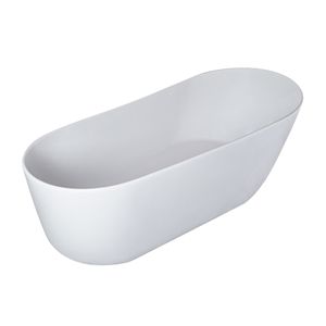 Vasca da bagno ovale in pietra a superficie solida da 67 pollici con vasche da bagno a trabocco - Product Image 5
