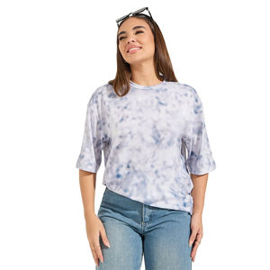 Camiseta Vintage para Mujer, Lavado Ácido, Corte Regular, 100% Algodón, Ecológica, Secado Rápido, Verano, Logotipo Personalizado, Servicio OEM, Marca Privada - Product Image 2