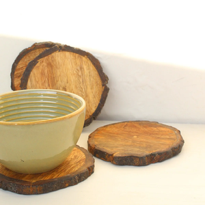 Posavasos Cuadrados Personalizados de Madera de Mango Hechos a Mano con Acabado de Corteza Natural, Diseño Moderno y Lujoso, Ecológicos - Product Image 6