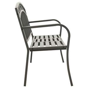 Banc de jardin en acier gris, banc de patio extérieur avec table, design contemporain, style moderne, 2 places, durable, revêtement en poudre - Product Image 4