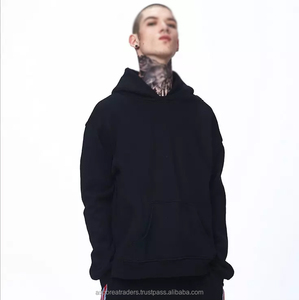 Men Heavyweight Oversize Plain Hoodies Custom Logo Streetwear Cotton <b>Drop</b> Shoulder Pullover Street Style Hoodies - Product Image 5