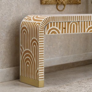 Table console artisanale éco-responsable en os incrusté, durable, dernière collection de meubles de salon indiens, moderne et unique - Product Image 4