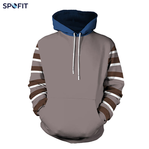 SPOFIT <b>Men's</b> Hooded <b>Sweatshirt</b> Striped Sleeve Regular Fit Knitted Polyester Casual Autumn Wear - Product Image 2